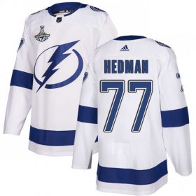 Cheap Adidas Lightning #77 Victor Hedman White Road Authentic Youth 2020 Stanley Cup Champions Stitched NHL Jersey