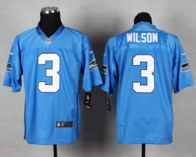 Wholesale Cheap Nike Seahawks #3 Russell Wilson Light Blue Men\'s Stitched NFL Elite Jersey
