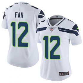 Wholesale Cheap Nike Seahawks #12 Fan White Women\'s Stitched NFL Vapor Untouchable Limited Jersey