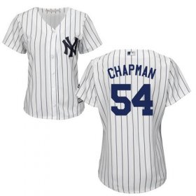 Wholesale Cheap Yankees #54 Aroldis Chapman White Strip Home Women\'s Stitched MLB Jersey