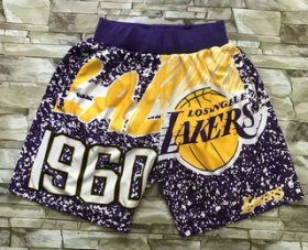 Wholesale Cheap Men\'s Los Angeles Lakers Purple Big Face Mitchell Ness Hardwood Classics Soul Swingman Throwback Shorts