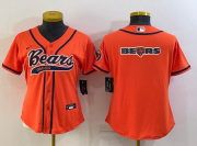 Wholesale Cheap Women's Chicago Bears Orange Team Big Logo With Patch Cool Base Stitched Baseball Jersey