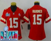 Cheap Women's Kansas City Chiefs #15 Patrick Mahomes Limited Red Super Bowl LVII Vapor Jersey