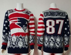 Wholesale Cheap Nike Patriots #87 Rob Gronkowski Red/Navy Blue Men\'s Ugly Sweater
