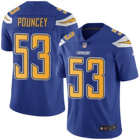 Wholesale Cheap Nike Chargers #53 Mike Pouncey Electric Blue Men\'s Stitched NFL Limited Rush Jersey