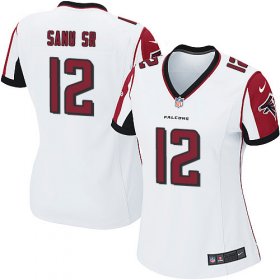 Wholesale Cheap Nike Falcons #12 Mohamed Sanu Sr White Women\'s Stitched NFL Elite Jersey