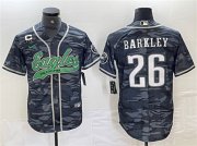 Cheap Men's Philadelphia Eagles #26 Saquon Barkley Gray Camo With 3-star C Patch Cool Base Baseball Stitched Jersey