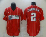 Wholesale Cheap Men's Miami Marlins #2 Jazz Chisholm Jr. Red 2021 City Connect Stitched MLB Cool Base Nike Jersey