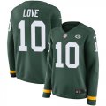 Wholesale Cheap Nike Packers #10 Jordan Love Green Team Color Women's Stitched NFL Limited Therma Long Sleeve Jersey