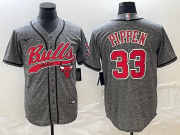 Wholesale Cheap Men's Chicago Bulls #33 Scottie Pippen Grey Gridiron Cool Base Stitched Baseball Jersey