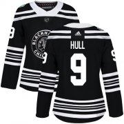 Wholesale Cheap Adidas Blackhawks #9 Bobby Hull Black Authentic 2019 Winter Classic Women's Stitched NHL Jersey