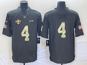 Wholesale Cheap Men\'s New Orleans Saints #4 Derek Carr Black Anthracite 2016 Salute To Service Stitched NFL Nike Limited Jersey