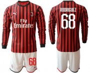 Wholesale Cheap AC Milan #68 Rodriguez Home Long Sleeves Soccer Club Jersey