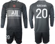 Wholesale Cheap Men 2021-2022 ClubParis Saint-GermainSecond away black Long Sleeve 20 Soccer Jersey
