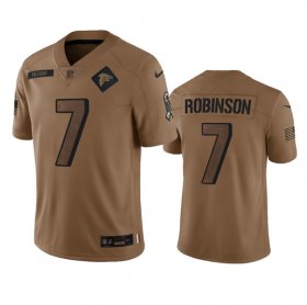 Wholesale Cheap Men\'s Atlanta Falcons #7 Bijan Robinson 2023 Brown Salute To Setvice Limited Football Stitched Jersey
