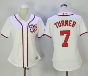 Wholesale Cheap Nationals #7 Trea Turner White Home Women\'s Stitched MLB Jersey