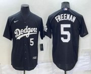 Wholesale Cheap Men's Los Angeles Dodgers #5 Freddie Freeman Number Black Turn Back The Clock Stitched Cool Base Jersey