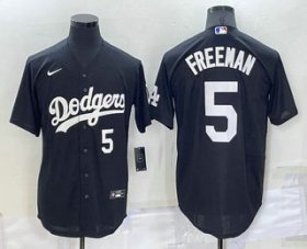Wholesale Cheap Men\'s Los Angeles Dodgers #5 Freddie Freeman Number Black Turn Back The Clock Stitched Cool Base Jersey