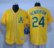 Wholesale Cheap Athletics #24 Rickey Henderson Gold Flexbase Authentic Collection Stitched MLB Jersey