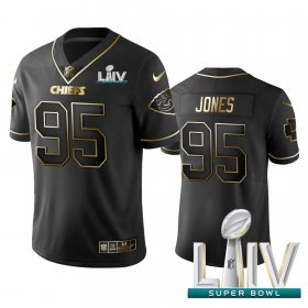 Wholesale Cheap Nike Chiefs #95 Chris Jones Black Golden Super Bowl LIV 2020 Limited Edition Stitched NFL Jersey