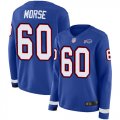 Wholesale Cheap Nike Bills #60 Mitch Morse Royal Blue Team Color Women's Stitched NFL Limited Therma Long Sleeve Jersey