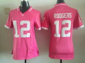 Wholesale Cheap Nike Packers #12 Aaron Rodgers Pink Women\'s Stitched NFL Elite Bubble Gum Jersey