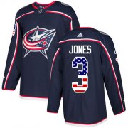 Wholesale Cheap Adidas Blue Jackets #3 Seth Jones Navy Blue Home Authentic USA Flag Stitched NHL Jersey