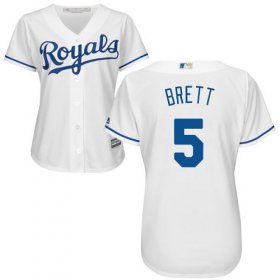 Wholesale Cheap Royals #5 George Brett White Home Women\'s Stitched MLB Jersey