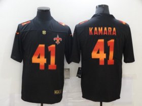 Wholesale Cheap Men\'s New Orleans Saints #41 Alvin Kamara Black Red Orange Stripe Vapor Limited Nike NFL Jersey