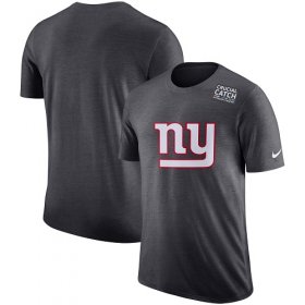 Wholesale Cheap NFL Men\'s New York Giants Nike Anthracite Crucial Catch Tri-Blend Performance T-Shirt
