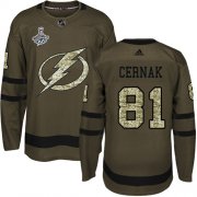 Cheap Adidas Lightning #81 Erik Cernak Green Salute to Service Youth 2020 Stanley Cup Champions Stitched NHL Jersey