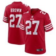 Cheap Men's San Francisco 49ers #27 Ji'Ayir Brown Red Game Football Stitched Jersey