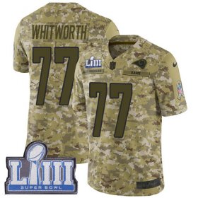 Wholesale Cheap Nike Rams #77 Andrew Whitworth Camo Super Bowl LIII Bound Men\'s Stitched NFL Limited 2018 Salute To Service Jersey