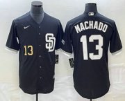 Wholesale Cheap Men's San Diego Padres #13 Manny Machado Number Black 2023 Cool Base Stitched Jersey