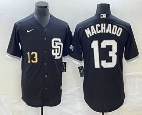 Wholesale Cheap Men\'s San Diego Padres #13 Manny Machado Number Black 2023 Cool Base Stitched Jersey