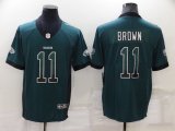 Wholesale Cheap Men's Philadelphia Eagles #11 A. J. Brown Green Fashion Color Rush Limited Stitched Jersey