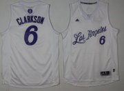 Wholesale Cheap Men's Los Angeles Lakers #6 Jordan Clarkson Adidas White 2016 Christmas Day Stitched NBA Swingman Jersey