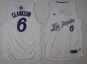 Wholesale Cheap Men\'s Los Angeles Lakers #6 Jordan Clarkson Adidas White 2016 Christmas Day Stitched NBA Swingman Jersey
