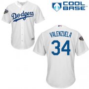 Wholesale Cheap Dodgers #34 Fernando Valenzuela White New Cool Base 2018 World Series Stitched MLB Jersey