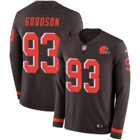 Wholesale Cheap Nike Browns #93 B.J. Goodson Brown Team Color Men\'s Stitched NFL Limited Therma Long Sleeve Jersey