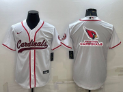 Wholesale Cheap Men's Arizona Cardinals White Team Big Logo With Patch Cool Base Stitched Baseball Jersey