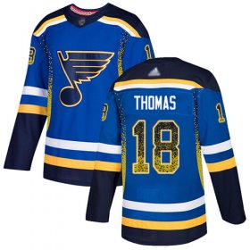 Wholesale Cheap Adidas Blues #18 Robert Thomas Blue Home Authentic Drift Fashion Stitched NHL Jersey