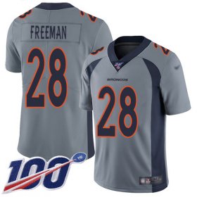 Wholesale Cheap Nike Broncos #28 Royce Freeman Gray Men\'s Stitched NFL Limited Inverted Legend 100th Season Jersey