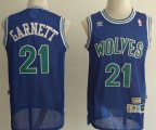 Wholesale Cheap Minnesota Timberwolves #21 Kevin Garnett Blue Swingman Throwback Jersey