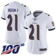 Wholesale Cheap Nike Ravens #21 Mark Ingram II White Women's Stitched NFL 100th Season Vapor Limited Jersey