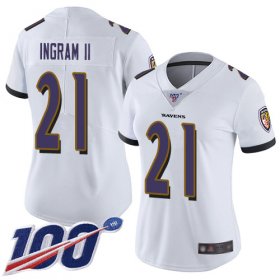 Wholesale Cheap Nike Ravens #21 Mark Ingram II White Women\'s Stitched NFL 100th Season Vapor Limited Jersey