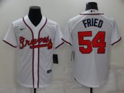 Wholesale Cheap Men's Atlanta Braves #54 Max Fried White Stitched MLB Cool Base Nike Jersey