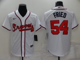 Wholesale Cheap Men\'s Atlanta Braves #54 Max Fried White Stitched MLB Cool Base Nike Jersey