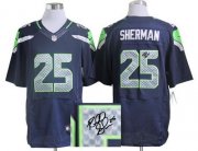 Wholesale Cheap Nike Seahawks #25 Richard Sherman Steel Blue Team Color Men's Stitched NFL Elite Autographed Jersey