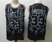 Wholesale Cheap Men's Chicago Bulls #33 Scottie Pippen Black Lightning Hardwood Classics Soul Swingman Throwback Jersey